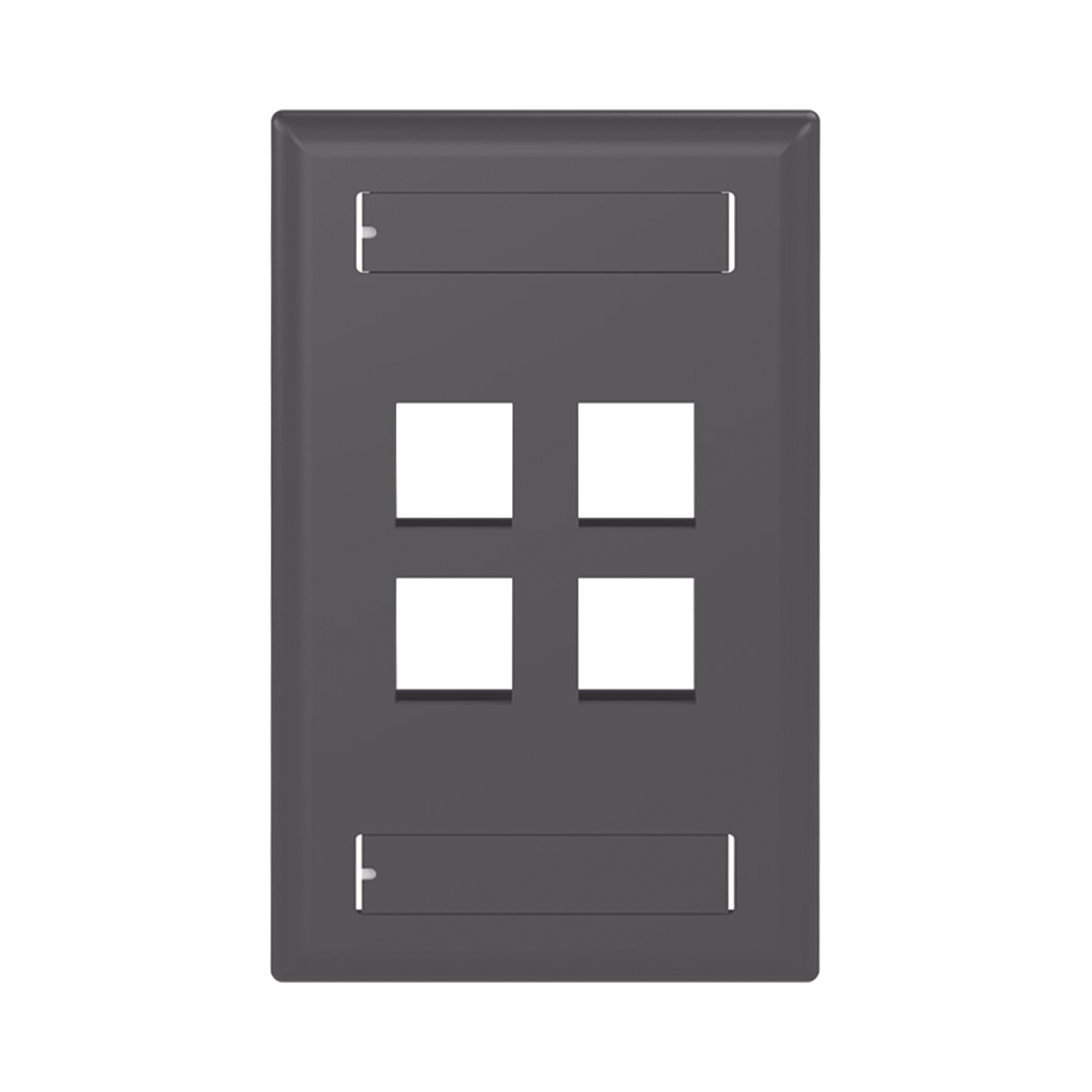 Placa de Pared Vertical, Salida Para 4 Puertos Keystone, Con Espacios Para Etiquetas, Color Negro