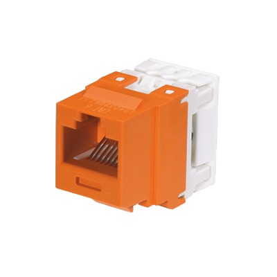 Conector Jack Estilo 110 (de Impacto), Tipo Keystone, Categoría 6, de 8 Posiciones y 8 Cables, Color Naranja