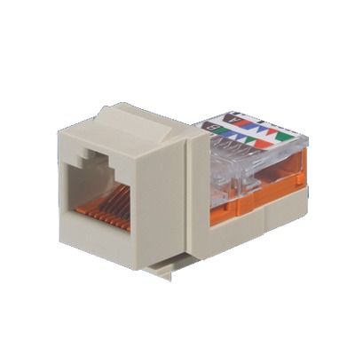 Conector Jack Estilo Leadframe, Tipo Keystone, Categoría 5e, de 8 Posiciones y 8 Cables, Color Blanco Mate