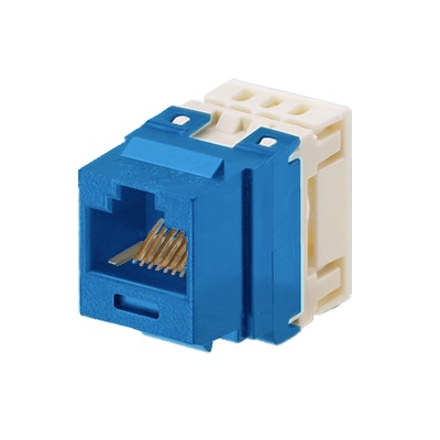 Conector Jack Estilo 110 (de Impacto), Tipo Keystone, Categoría 5e, de 8 Posiciones y 8 Cables, Color Azul