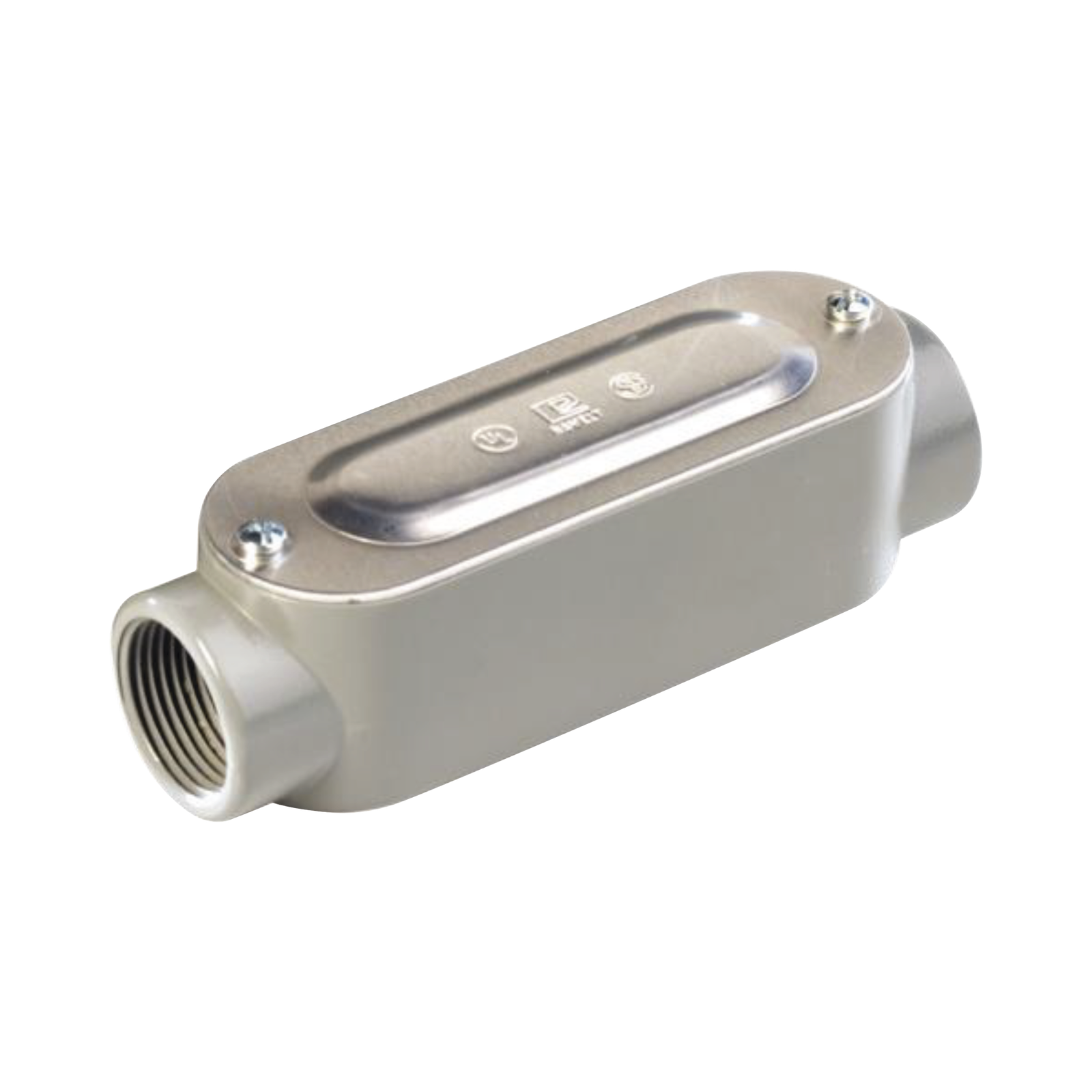 Caja oval roscada tipo C de 1 1/4" (31.8 mm) Incluye tapa y tornillos.