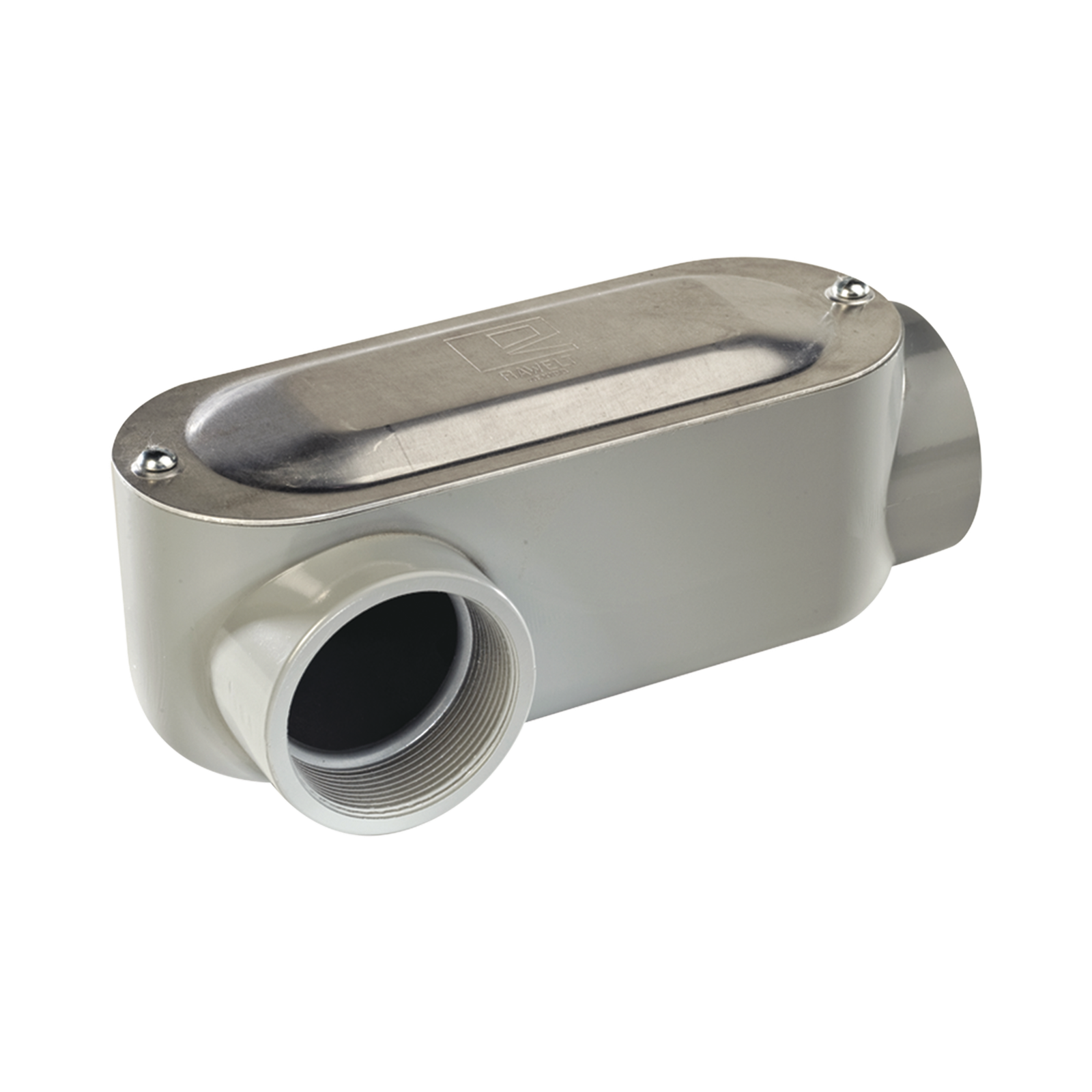 Caja oval roscada tipo LR de 1 1/4" (31.8 mm) Incluye tapa y tornillos.