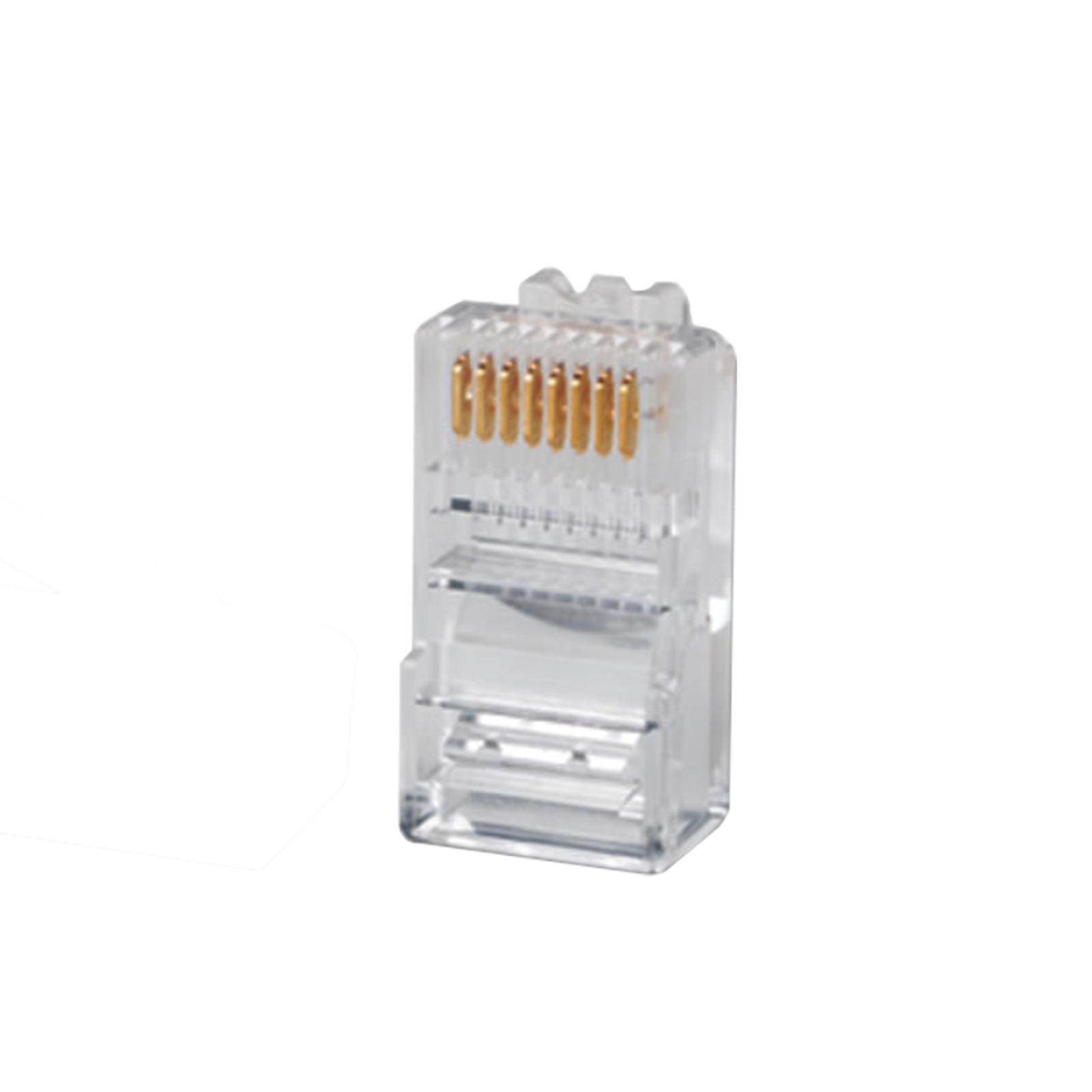 Plug RJ45 Cat5e, Para Cable UTP Calibre 22 a 26 AWG, Chapado en Oro de 50 Micras