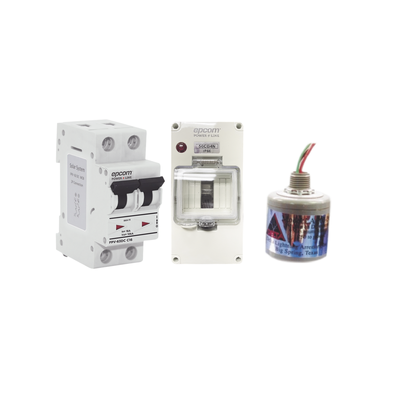Kit de Centro de Carga Para Corriente Directa, Breaker de hasta 800 Vcc de 20 A con Supresor de Descargas Atmosféricas.