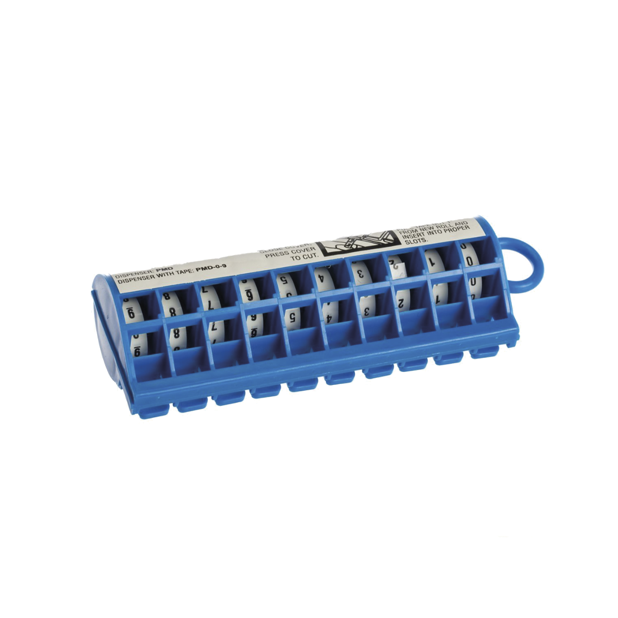 Dispensador de Etiquetas Marcadoras, Con Rollos Pre-Impresos con Números 0-9, de 2.4 Metros (7.87 Pies), Color Blanco