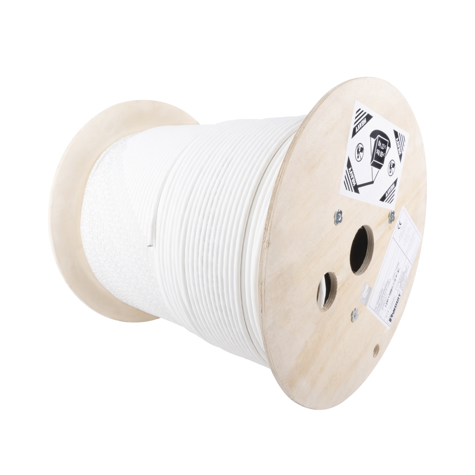 Bobina de Cable Blindado S/FTP de 4 Pares, Cat7, Inmune a Ruido e Interferencias, LSZH (Bajo Humo, Cero Halógenos), Color Blanco, Bobina de 500 Metros (1640 Pies)