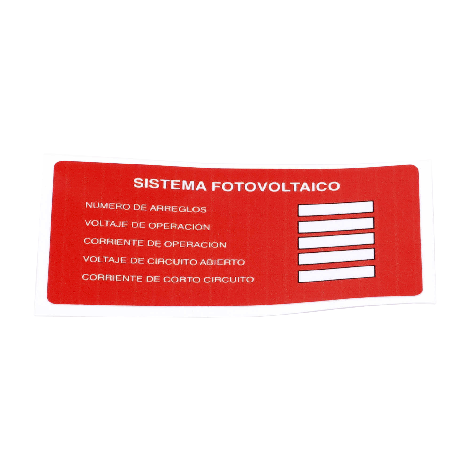 Etiqueta de Sistema fotovoltaico/ Paquete con 20