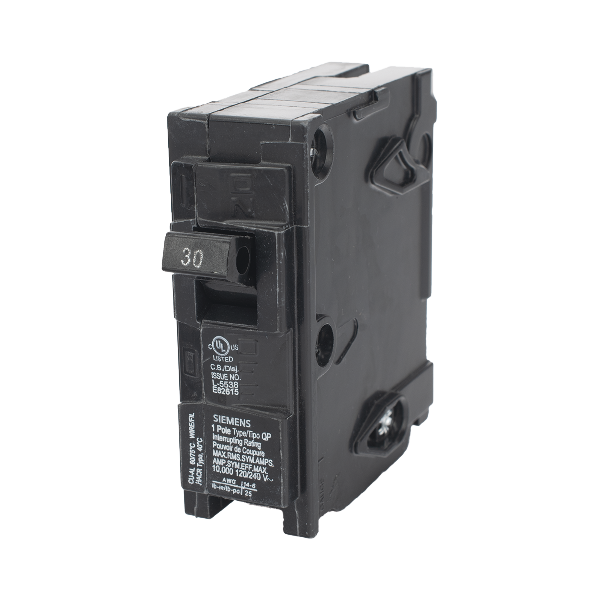 Interruptor automático enchufable tipo QP 1 polos, 30 amp