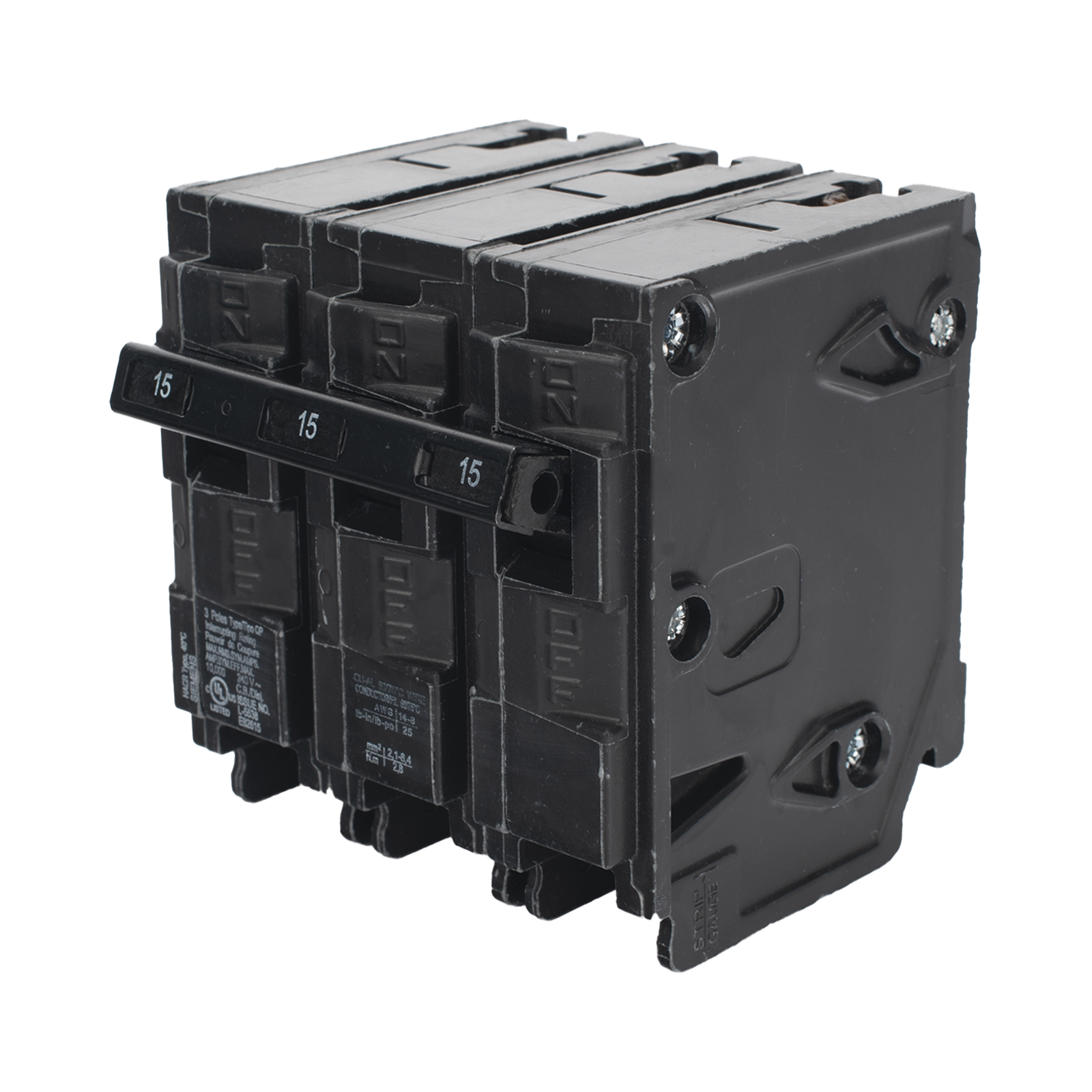 Interruptor automático enchufable tipo QP 3 polos, 15 amp