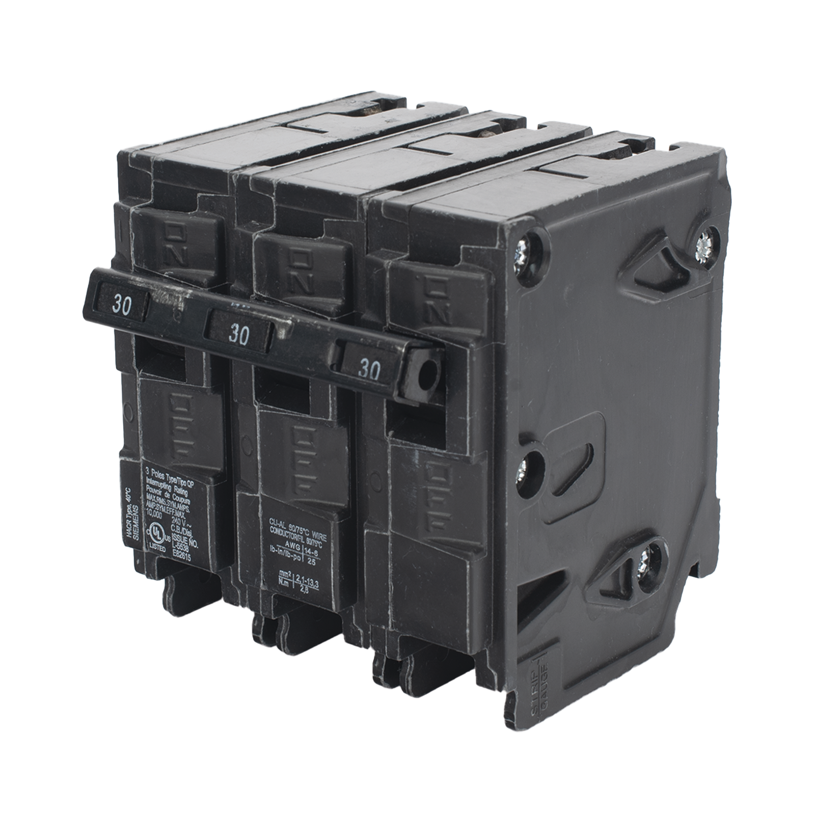 Interruptor automático enchufable tipo QP 3 polos, 30 amp