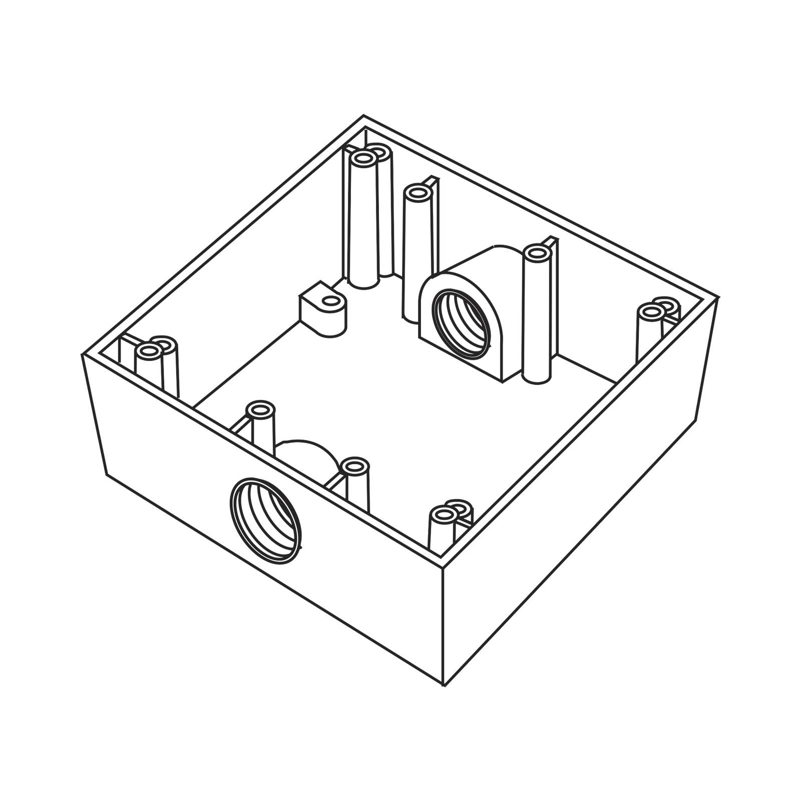 Caja Cuadra de 3/4" a Prueba de  Intemperie/ Cuenta con 2 salidas.
