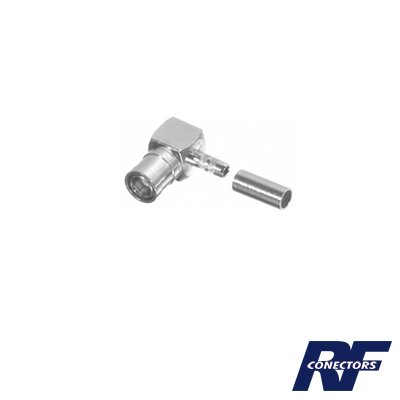 Conector SMB Macho (Plug) en A/R (Pin Hembra), de Anillo Plegable para RG-174/U, Níquel/ Oro/ Teflón.â€‹