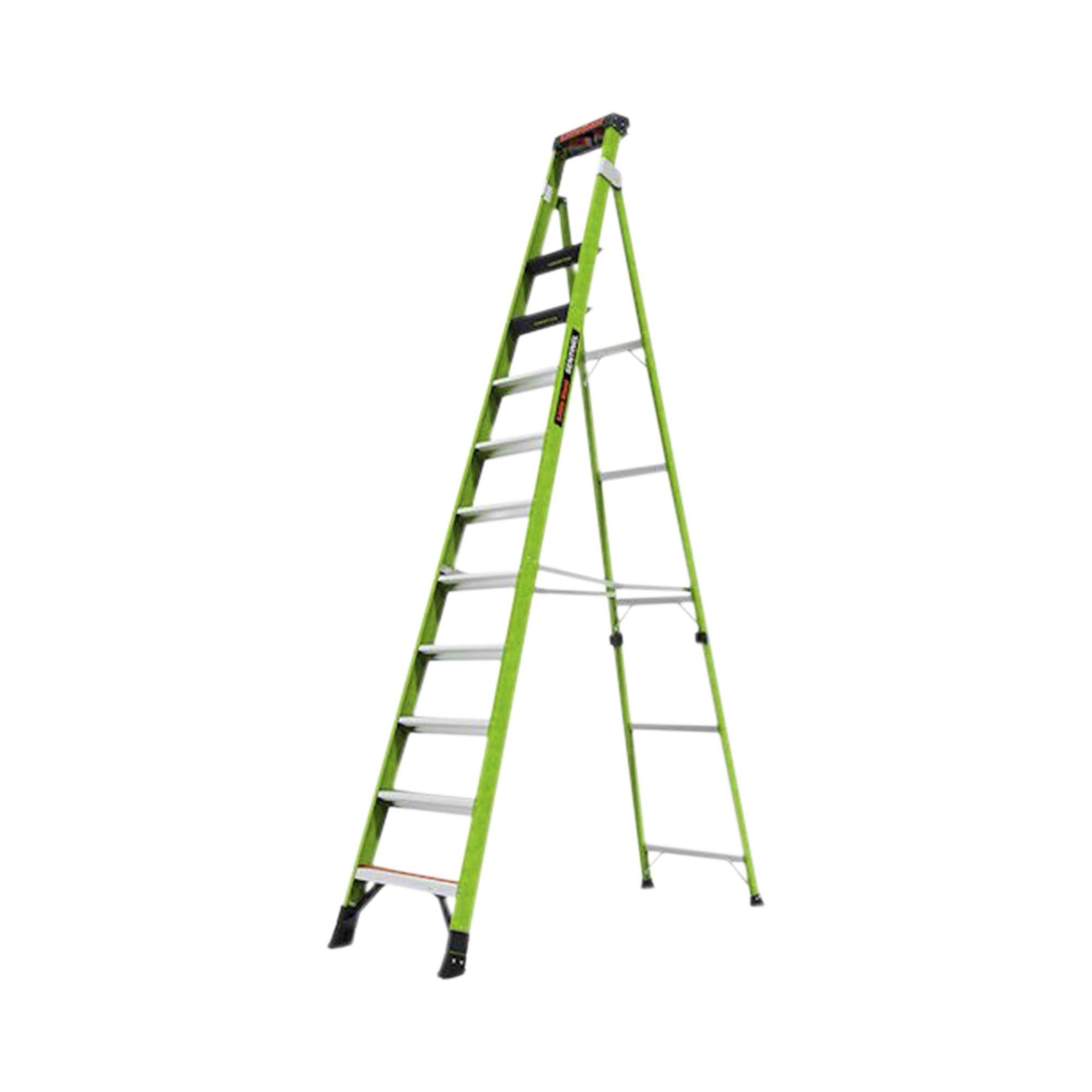 Escalera de 3.65 m Capacidad máxima de 170 Kg, inclinada, de fibra de vidrio con almohadilla de pared giratoria.