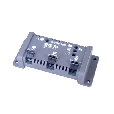 Controlador de Carga Solar PWM 10 A / 12 VCC / Desconexión Automática / IP22 / Protección Integral / Bajo Consumo 8 mA