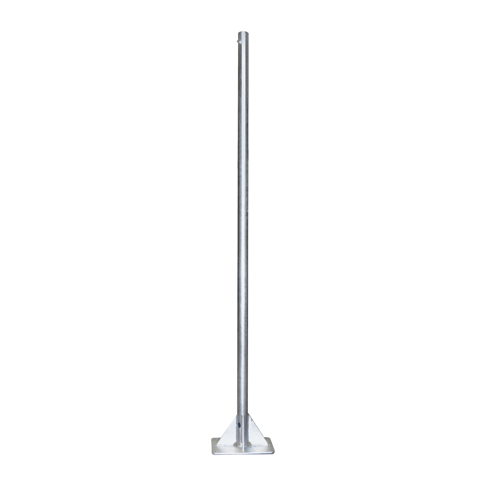 Mástil de 2 metros de 2" Diámetro, con Opresor, Base Soldada . Galvanizado por Inmersión en Caliente.