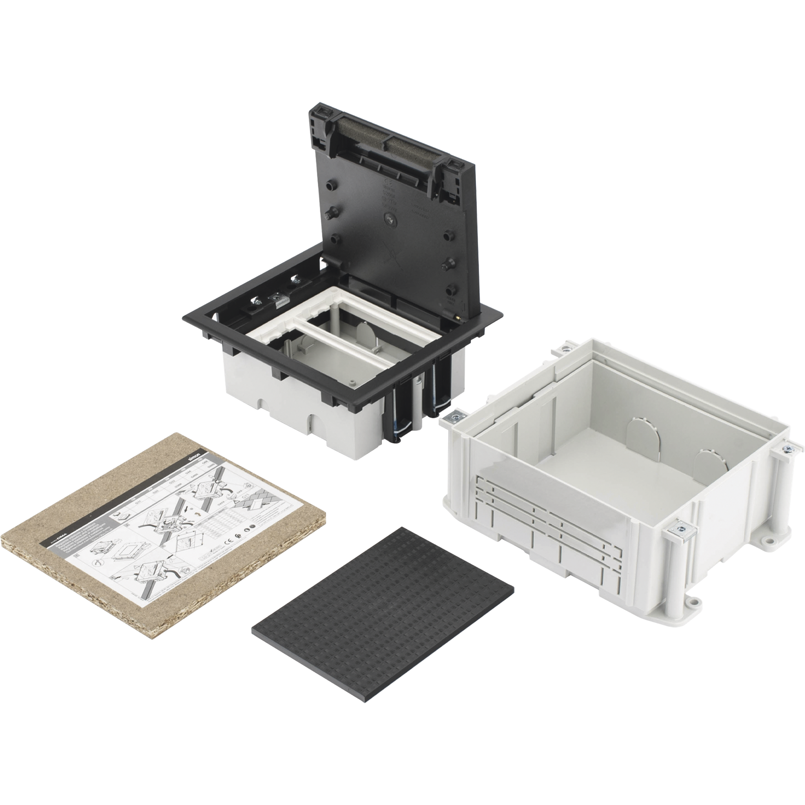 Caja de Suelo Simon Serie S / Para Voz, Datos o Contactos Eléctricos / Capacidad para 2 Módulos / Con Registro Integrado para Fijación en Concreto / Profundidad Ajustable de 70 a 100 mm (2.76 a 3.94 pulgadas) / Alta Resistencia Mecánica y Térmica