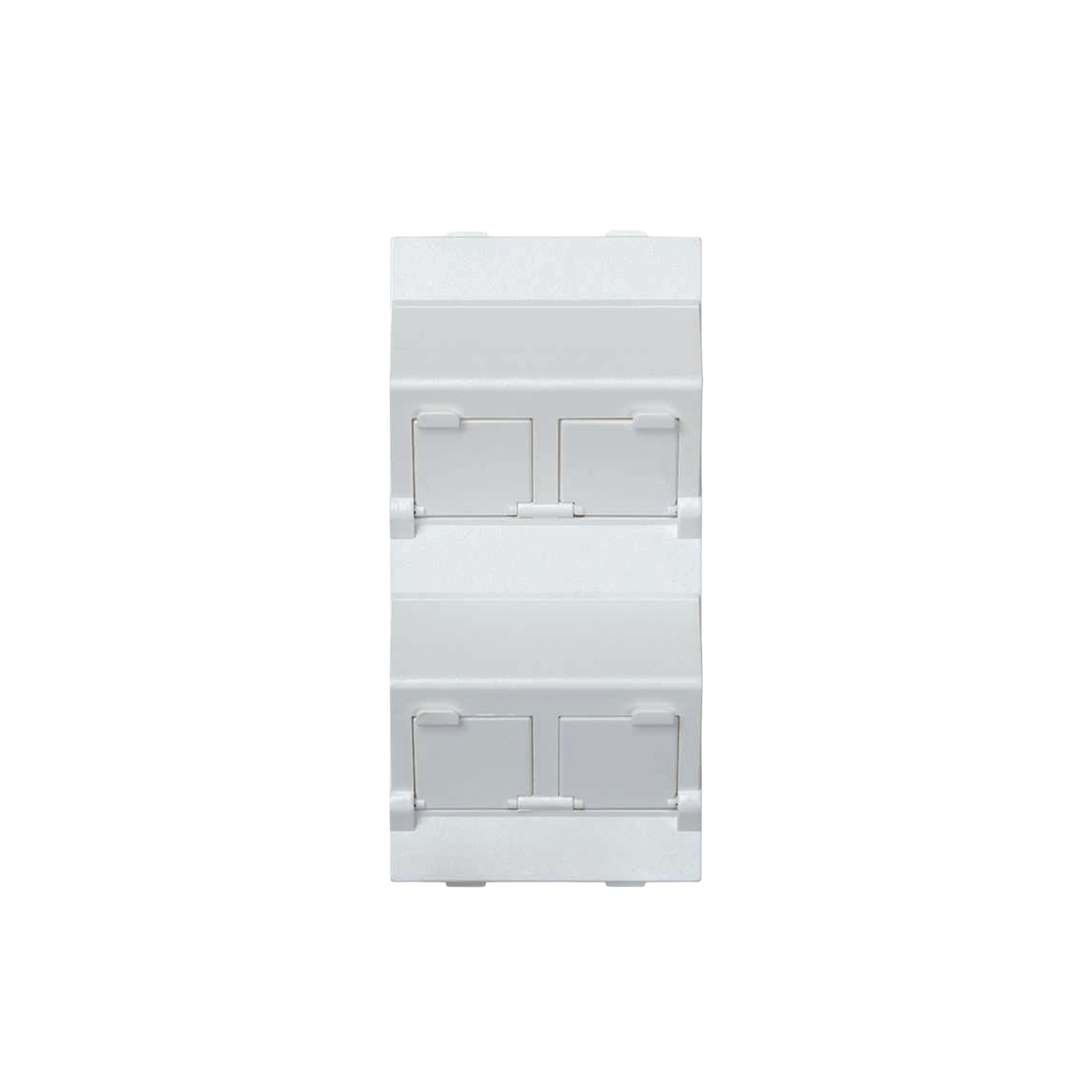 (S80CMD64/9) Placa Voz y Datos Inclinada con Guardapolvo y Adaptador Cuádruple para RJ45 Keystone