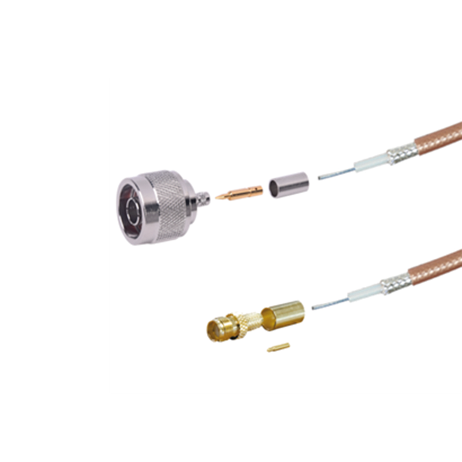 Jumper de 100 cm (39.37 pulgadas) Tipo RG-142/U con Conectores N Macho y SMA Hembra Inverso (Hasta 8 GHz).