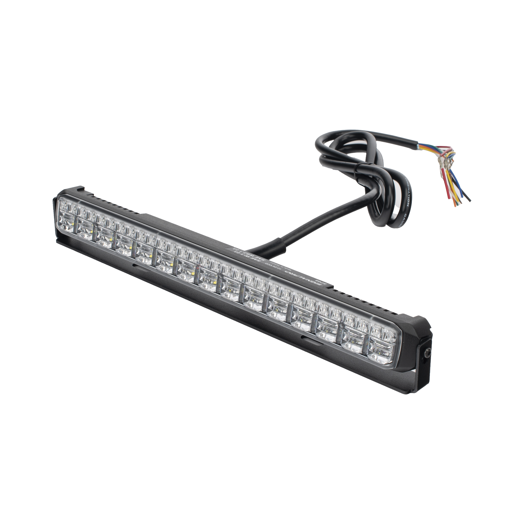 Luz Auxiliar de 45 LED, Top Rojo, Tricolor Rojo/Ambar/Blanco, 11.42", Lente Transparente, SAE