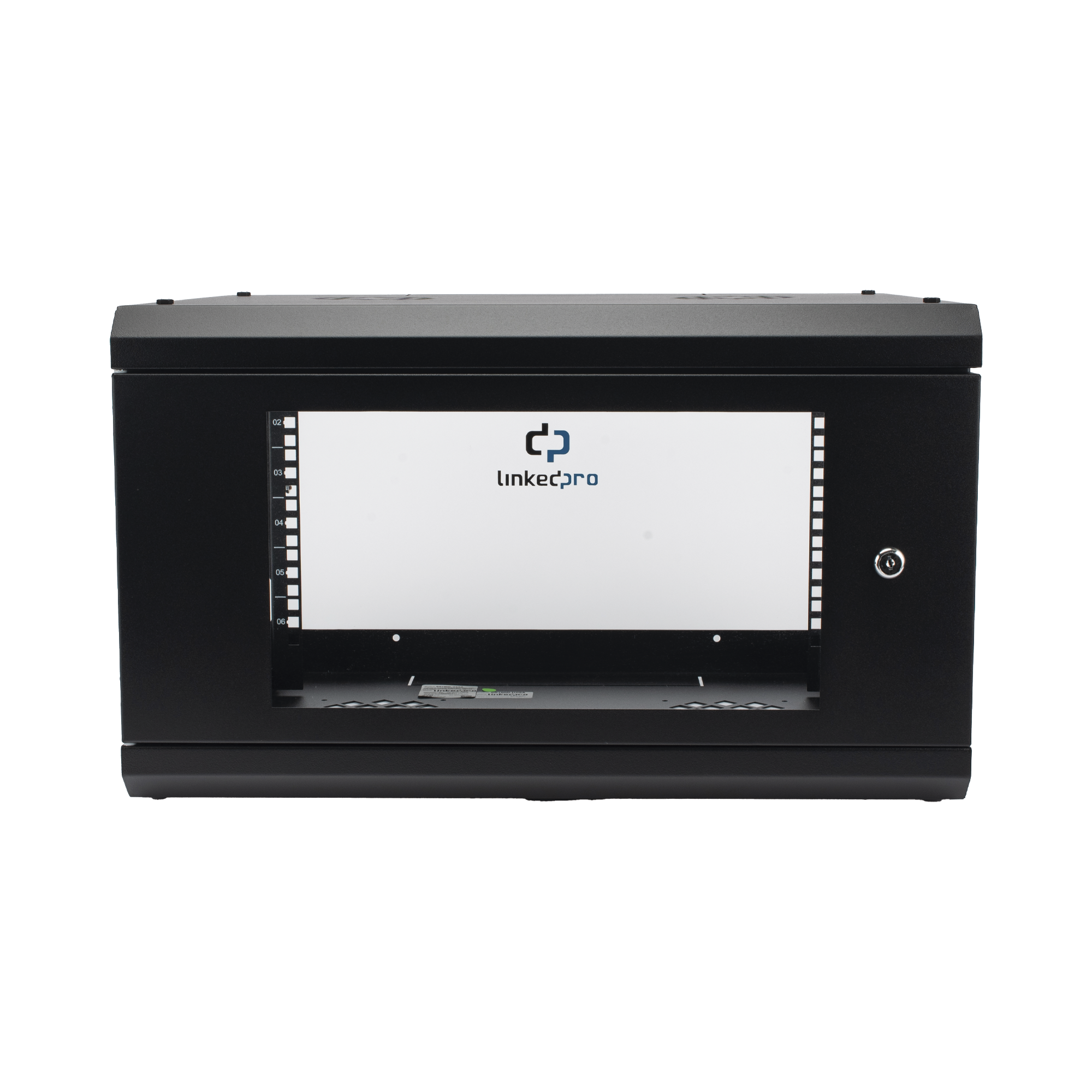 Gabinete de Pared con Puerta de Cristal Templado, 455mm de Profundidad, 6U Rack de 19'', Acero Reforzado