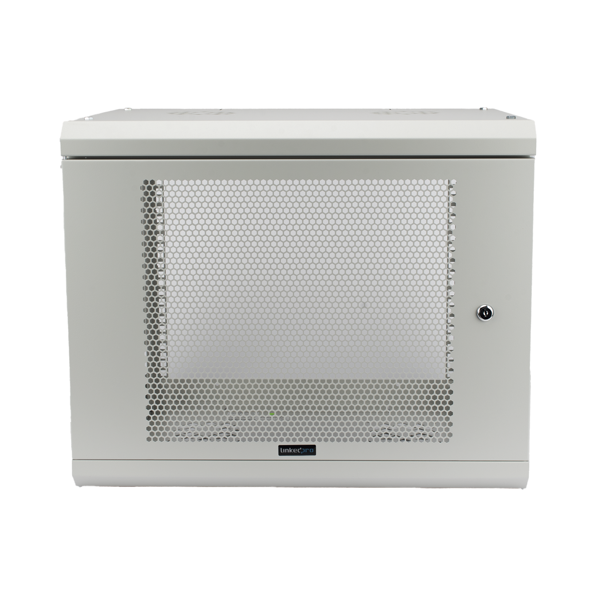 Gabinete de Pared de 9U con Puerta Perforada 455 mm de Profundidad, Rack de 19'', Acero Reforzado Color Gris Mate