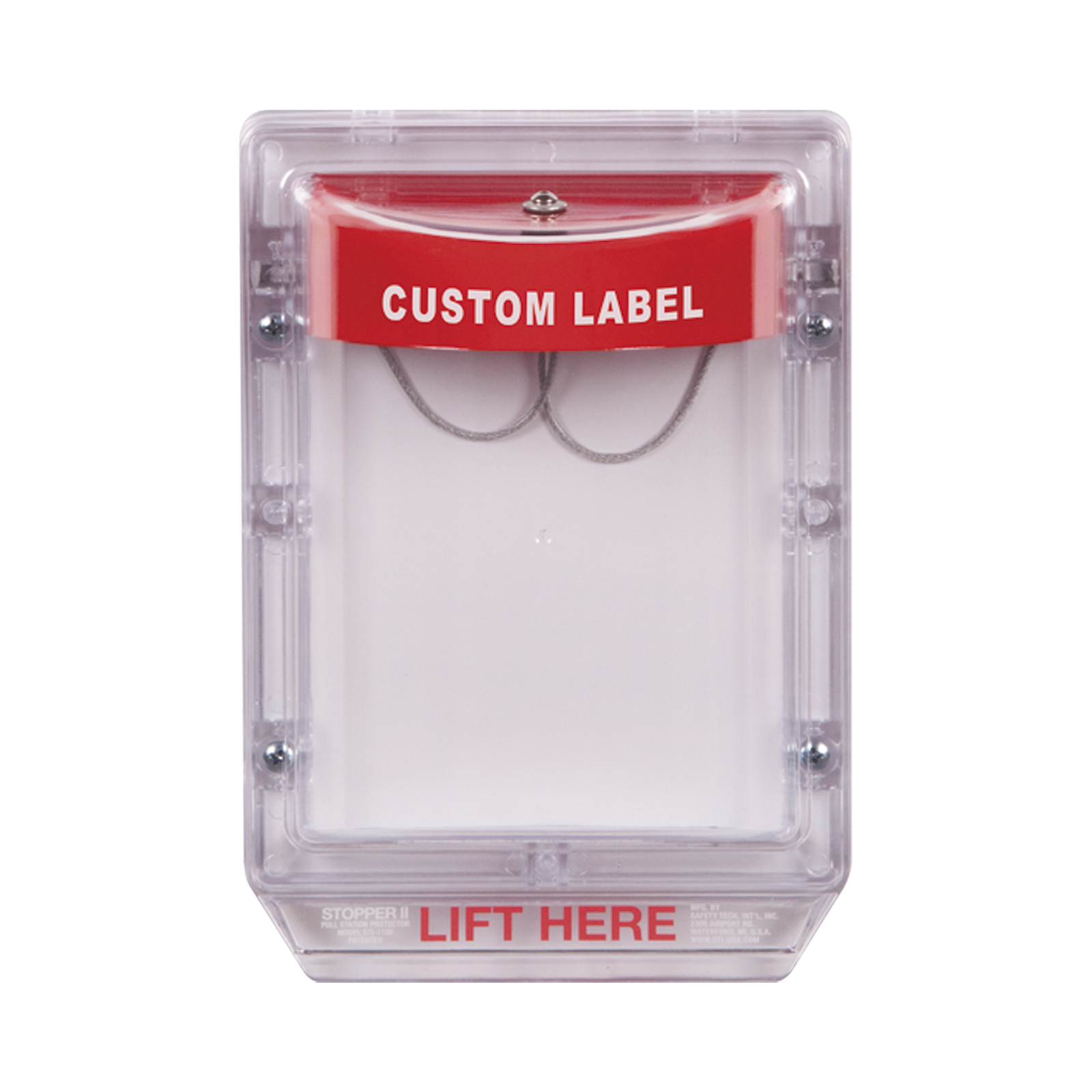 Cubierta Protectora de Policarbonato Serie Stopper IIÆ, Con Bocina, Sin Espaciador, Montaje Empotrado, Etiqueta Personalizada