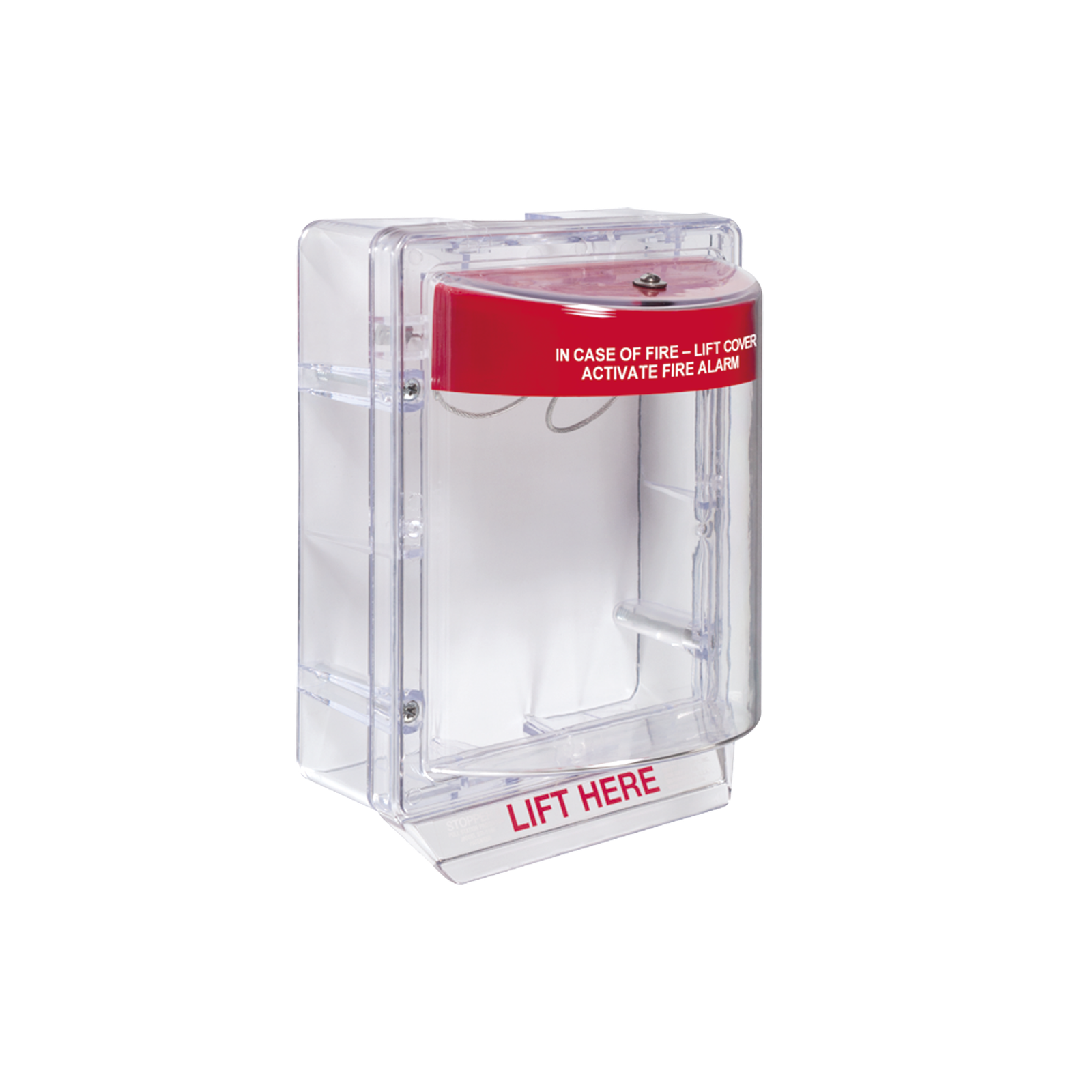 Cubierta Protectora Serie Stopper II® De Policarbonato, Con Bocina, Espaciador Transparente, Montaje en Superficie, Etiqueta en Inglés