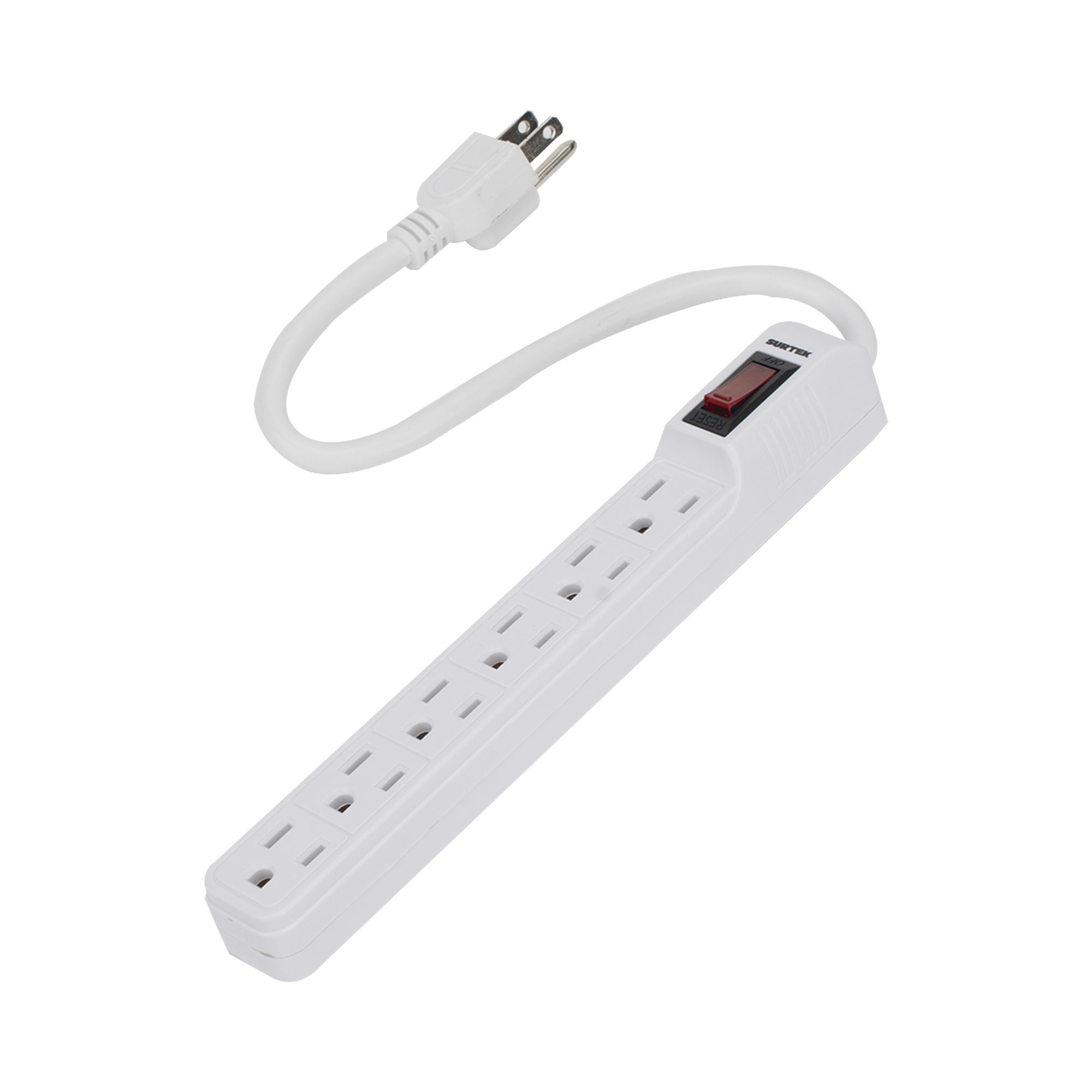 Multicontacto con cable 30 cm. 6 tomas 127 Vca línea, tierra, neutro 15 A max.
