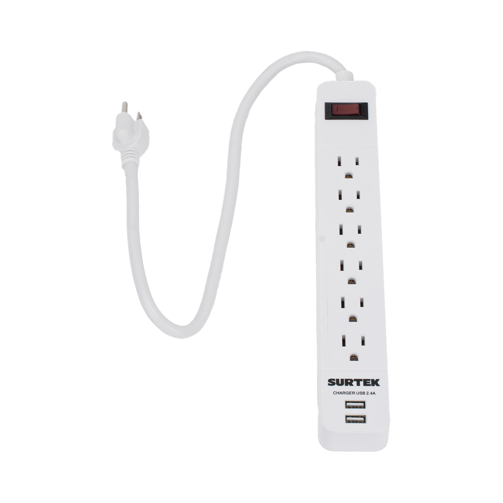 Multicontacto con 6 contactos aterrizados y 2 puertos usb.