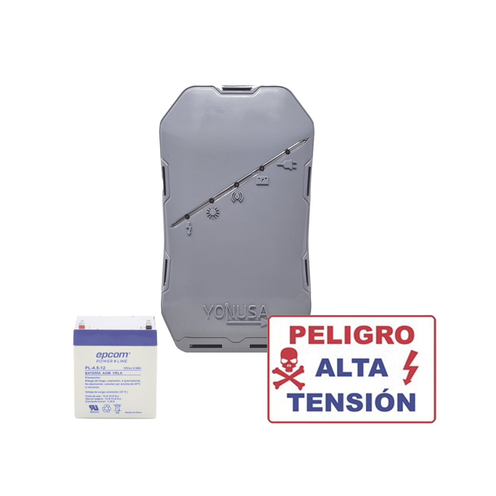 KIT deEnergizador 12,000Volts - .5 Joules / 500 Mts Lineales de Protección / Cercas Electrificadas / Llavero Incluido