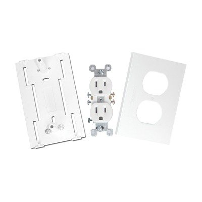 Contacto eléctrico doble, soporte y tapa color blanco de PVC auto extinguible, para canaleta TEK100 (5591-10200)