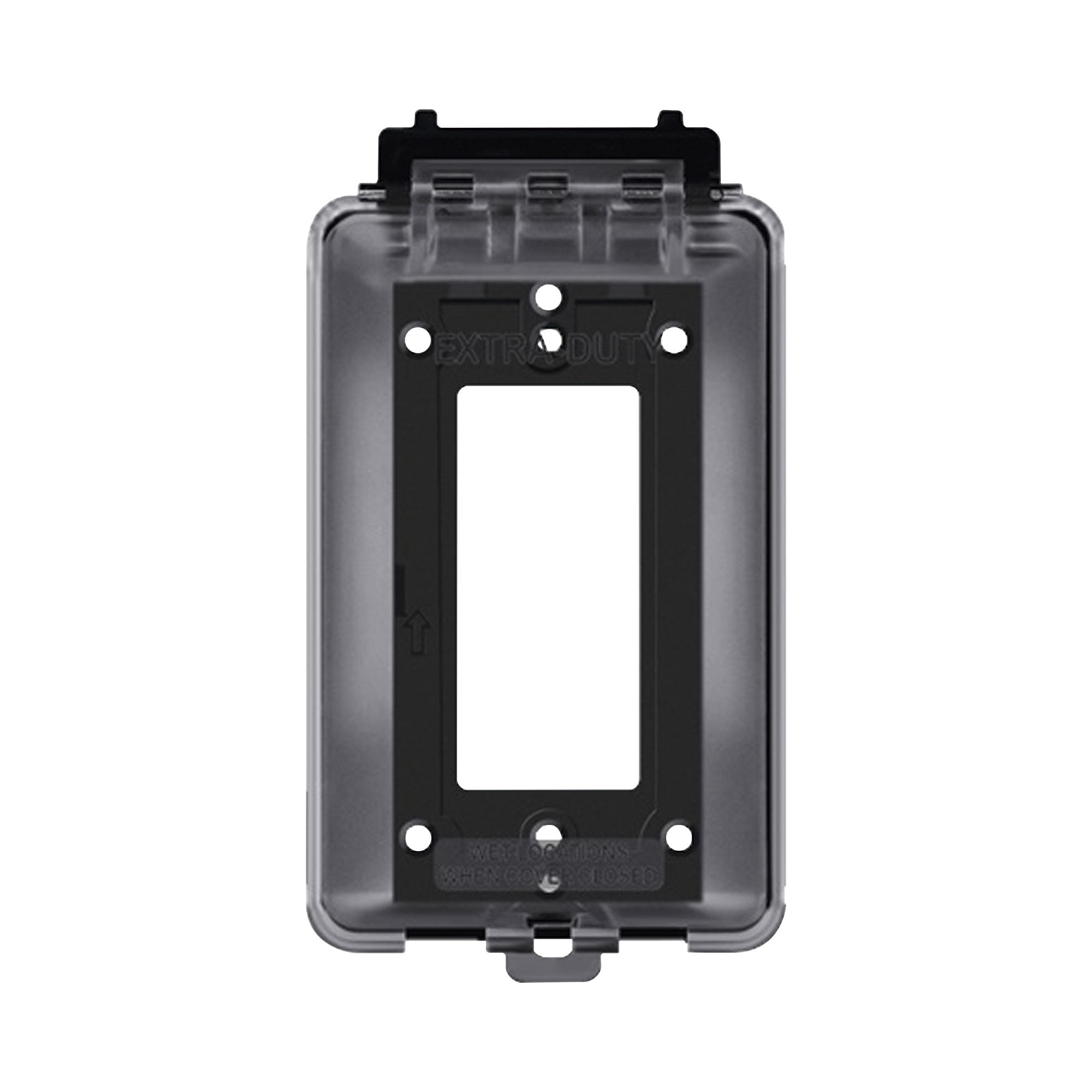 Caja Protectora de Contactos para Exterior / Policarbonato de Alto Impacto / Protección NEMA 3R / 127V 15A 60Hz / Tapa Transparente Base Negra / Resistente a Intemperie UV