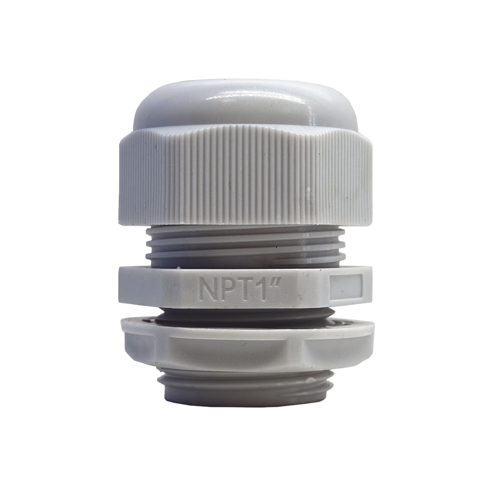 Conector Plástico Blanco Tipo Glándula para Rosca NPT 1"