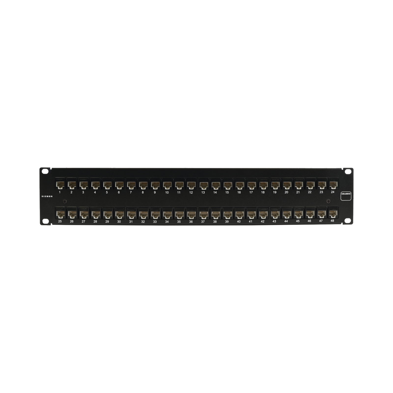 Patch Panel Ultramax. UTP, Precargado con Jacks Cat6A, 48 Puertos, Plano, 2U