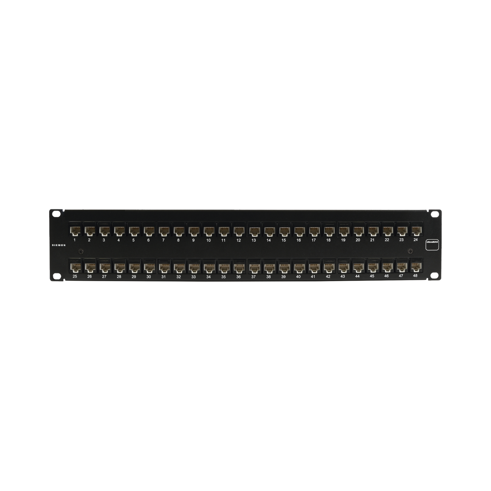 Patch Panel Ultramax. UTP, Precargado con Jacks Cat6, 48 Puertos, Plano, 2U