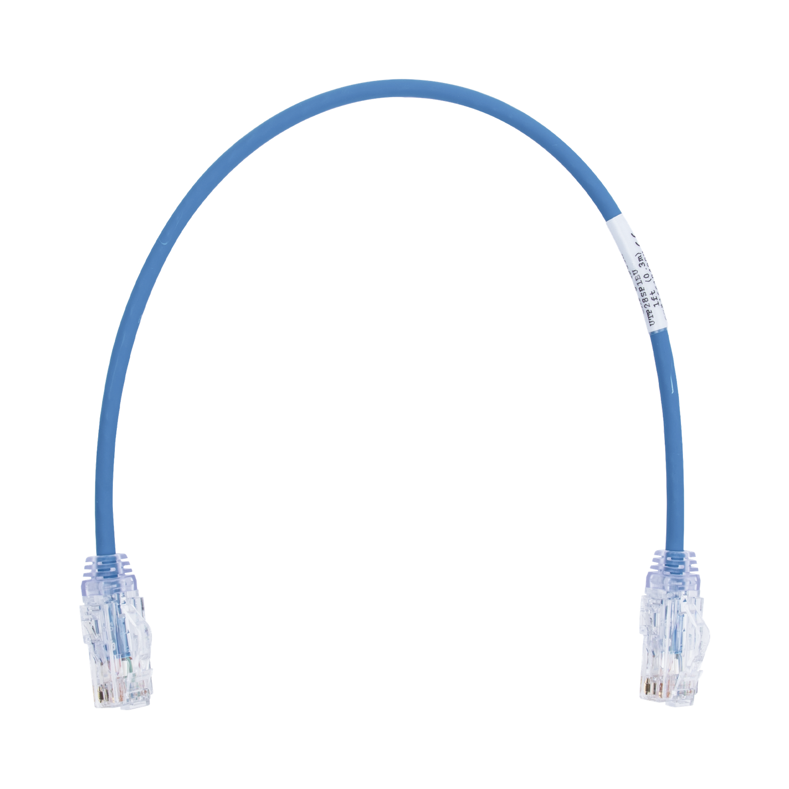 Cable de Parcheo TX6, UTP Cat6, Diámetro Reducido (28AWG), Color Azul, 0.3 Metros (1 Pie)