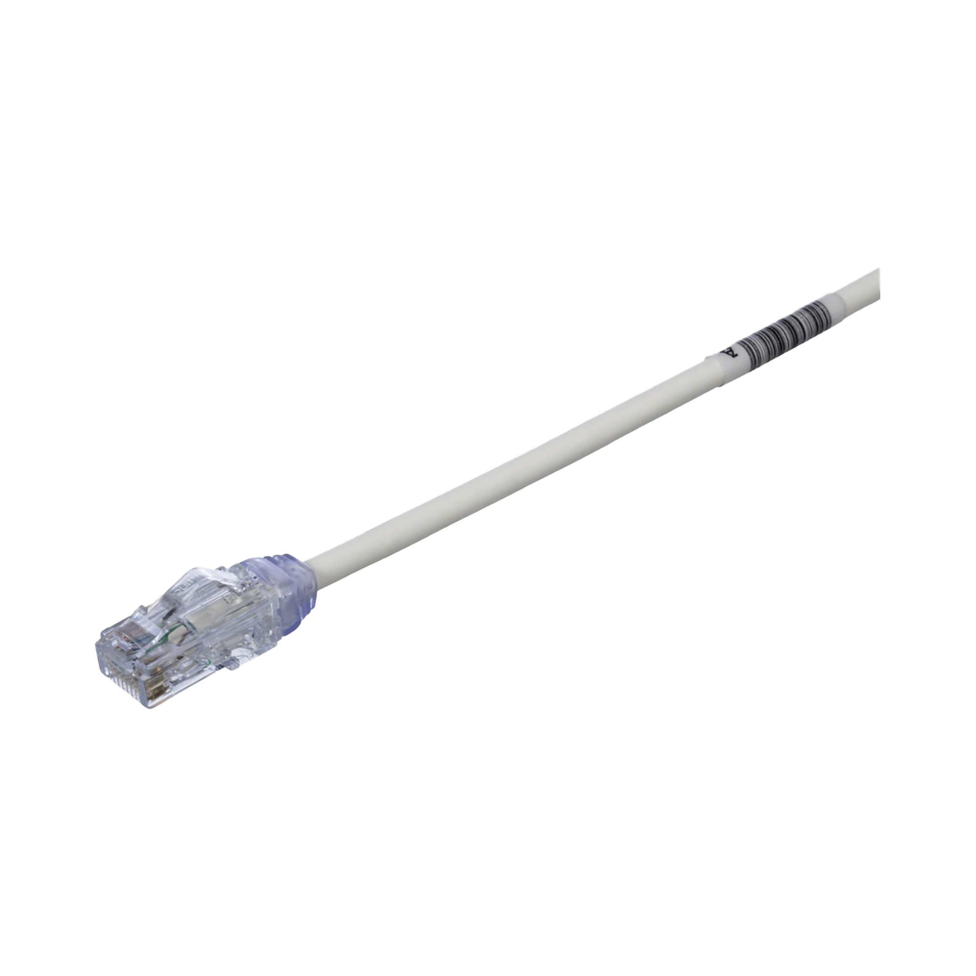 Cable de Parcheo UTP Cat6A, CM/LSZH, Diámetro Reducido (28AWG), Color Blanco Mate, 0.3 Metros (1 Pie)