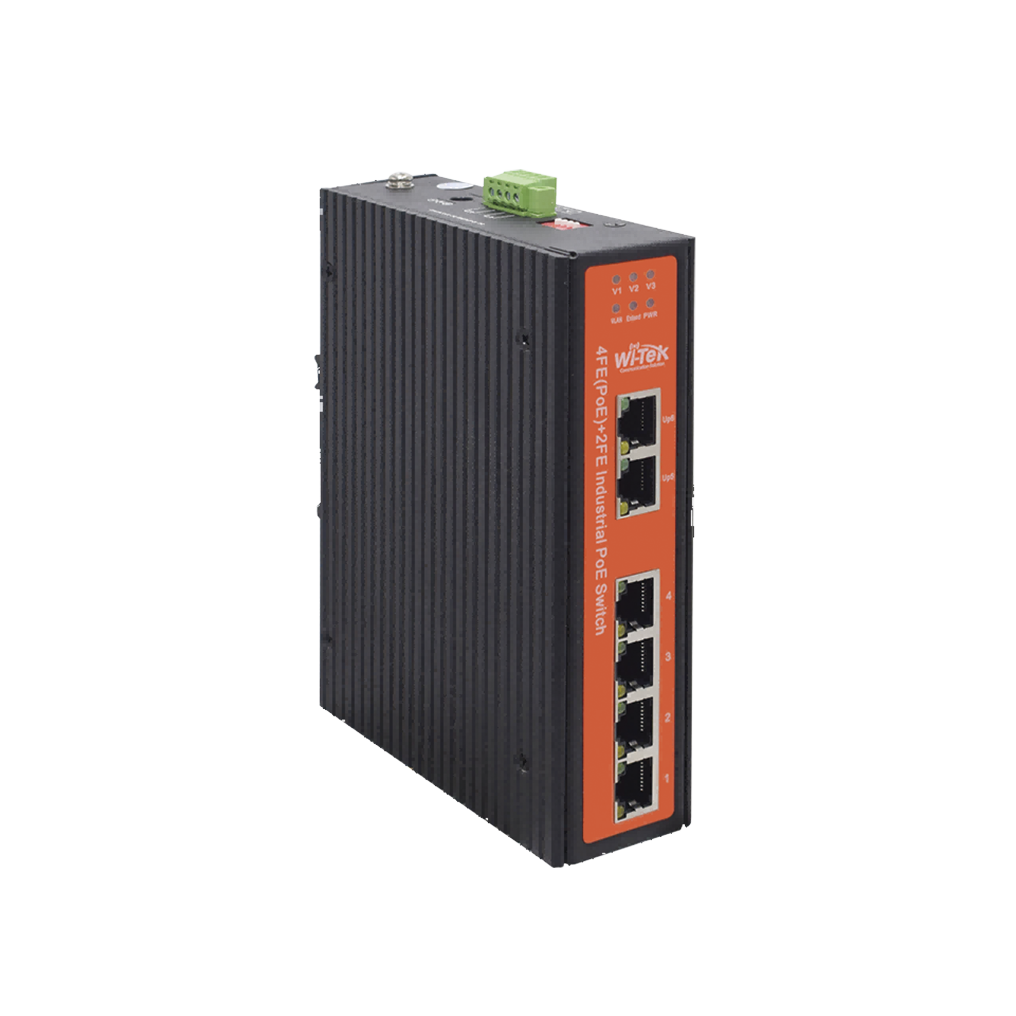 Switch industrial 4 puertos Fast Ethernetcon POE 802.3af/at + 2 puertos UPLINK gigabit