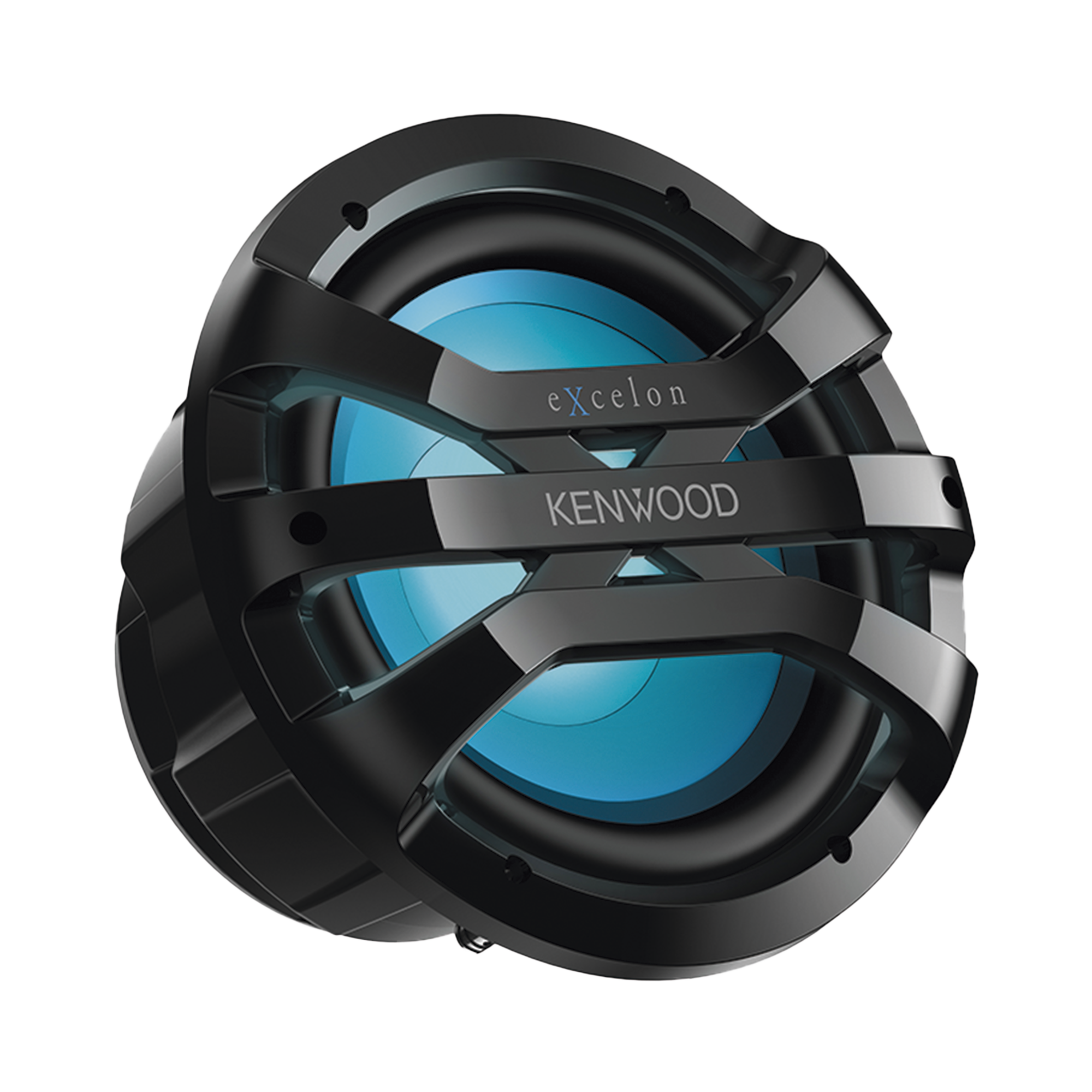 Subwoofer excelon motorsport de 10" fabricado en rejilla color negro, cuenta con iluminación Led ajustable vía RF