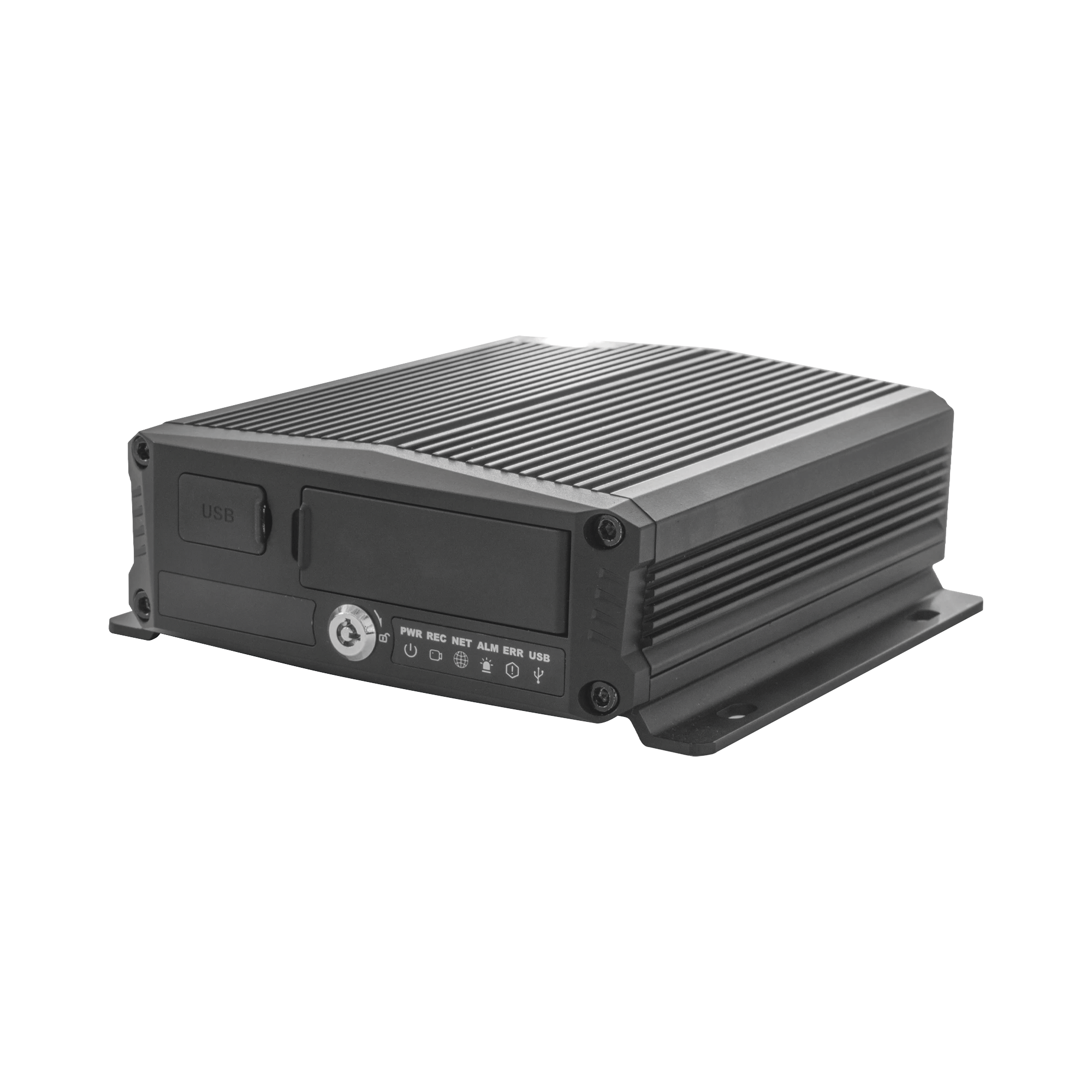 DVR Móvil / Multiplataforma / 4 Canales AHD + 2 canales IP/ Almacenamiento en Memoria Micro SD / H.265 / Chip IA Embebido / Soporta 4G / GPS