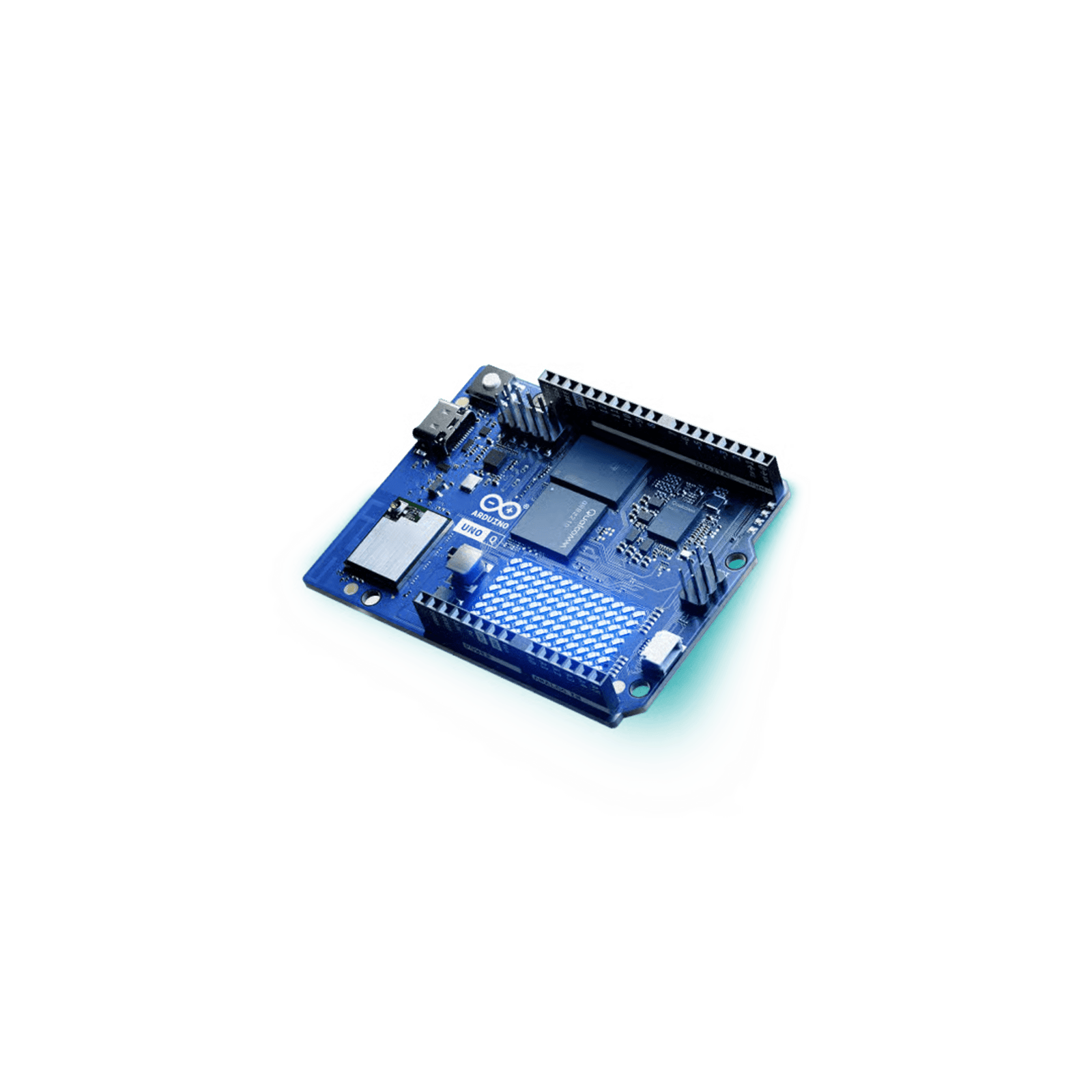Placa de Desarrollo Arduino UNO Q / Procesador Quad-Core ARM Cortex-A53 2.0 GHz + Microcontrolador Cortex-M33 160 MHz / 2GB RAM LPDDR4X / 16GB eMMC / Wi-Fi 5 Dual-Band + Bluetooth 5.1 / USB-C con DisplayPort Alt-Mode / Compatibilidad con Shie