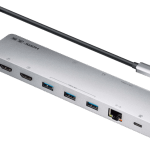 Dock Multipuerto USB-C | 11 en 1 | 8K Single o Dual 4K | PD 100W | USB 3.2 Gen 1 | Ethernet Gigabit | SD MicroSD | Aluminio