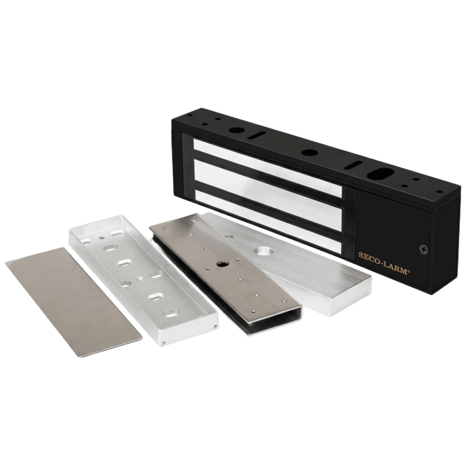 Kit Para Control de Acceso Incluye Chapa Magnética de 1200 Lbs Color Negro / Montaje En "U" Para Puerta de Cristal /  Uso Interior / Certificación UL / Diseño Elegante