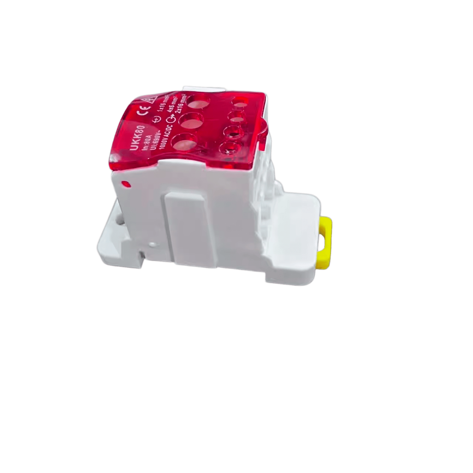 Bloque de distribución rojo de 1 entrada y 6 salidas