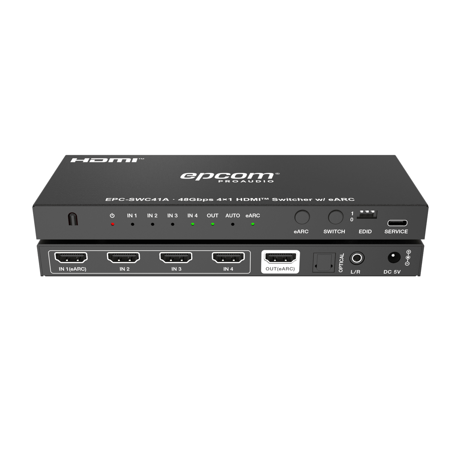 Switch HDMI 4x1 | 8K@60Hz 4:2:0 | 48 Gbps | ARC/eARC | Extracción de Audio | Gestión EDID | Control CEC
