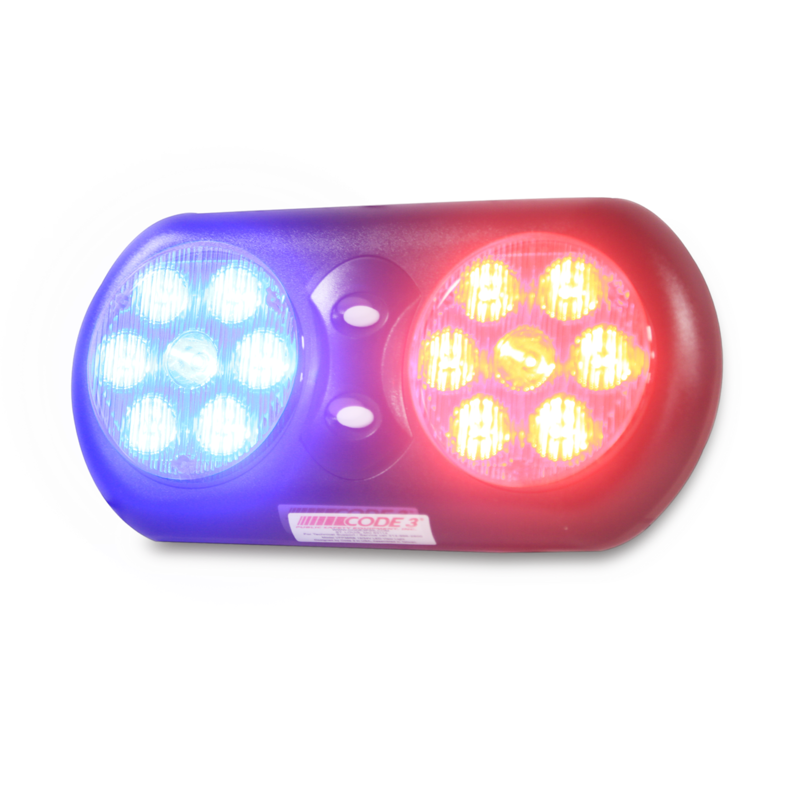 Visera Interior Rojo/Azul 11" de 14 LED con velcro para anclaje en la visera del vehÃ­culo, Lente de color
