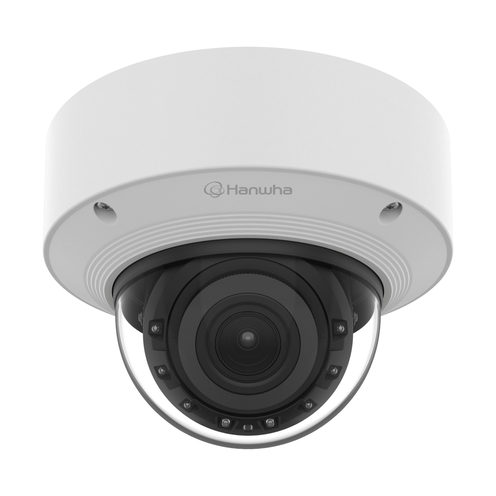 Cámara Domo AI IR 5MP / Motorizado Varifocal 3.3~9.3mm / Doble NPU / Análisis Inteligente / WDR 120dB / IR 50m / IP52 IK10 / PoE / Wisenet 9
