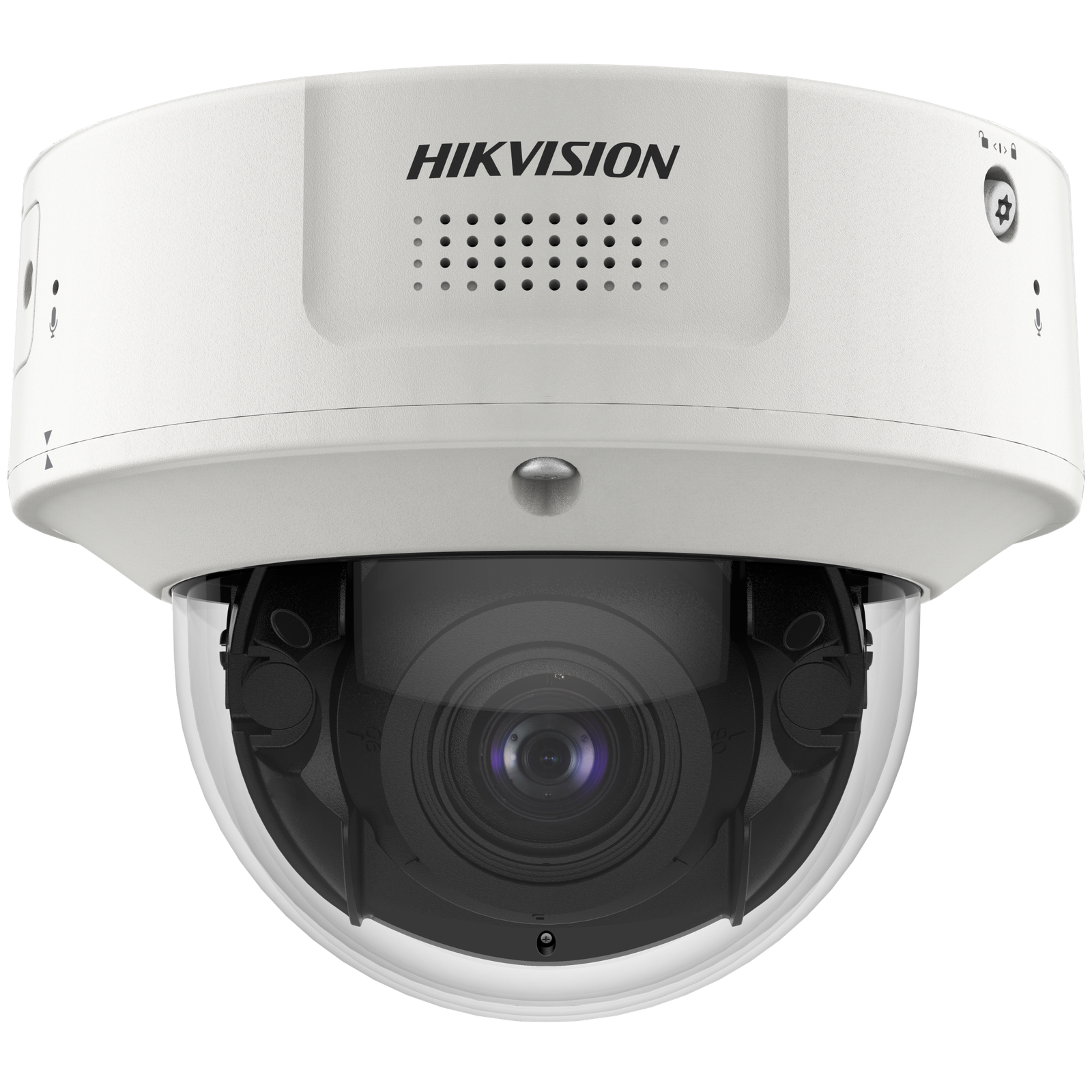 Domo IP 8 Megapixel / Lente Mot. 2.8 a 12 mm / DARKFIGHTER / WDR 120 dB / IK10 / 30 mts IR / Conteo Facial / Detección Facial / Interior / PoE / Búsqueda por Atributos / Micrófono Integrado / Micro SD