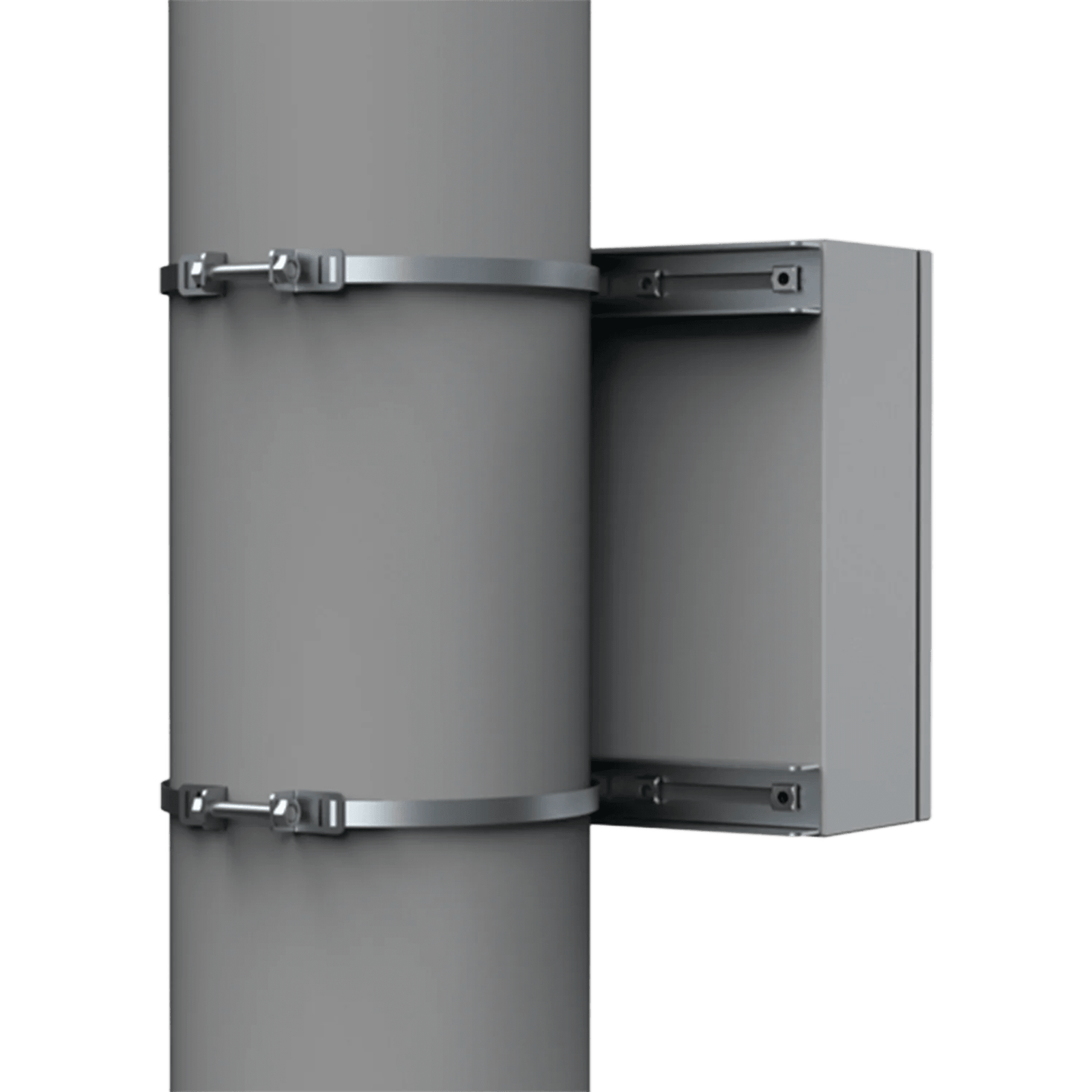 Kit de Fijación para Postes / Enclosure Pole Fixation / Acero Galvanizado / Carga Máxima 900 N / Diámetro Poste 80-250 mm (3.15-9.84 in) / 2 Perfiles + Accesorios