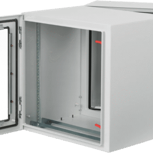 Gabinete Rack ProTek con Bisagra Doble Tipo 4 12U, Ventana de Vidrio, Aire Acondicionado, Montaje Pared, 600x612x710 mm Acero Gris Claro